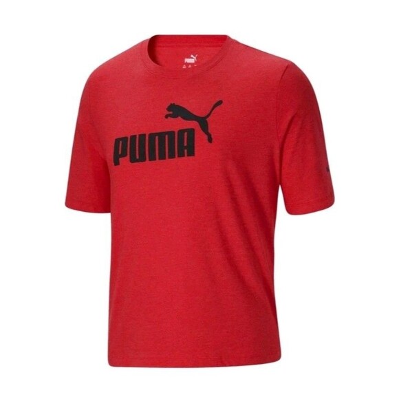 PUMA Essentials Heather Logo Crew Neck Short Sleeve T-Shirt Mens Red Casual 4XL - Picture 1 of 9